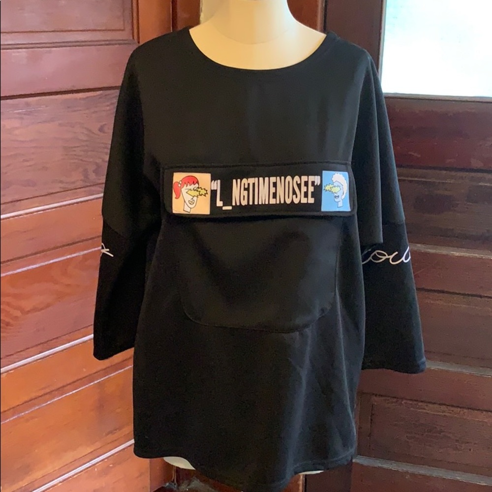 Korean "Long Time No See" Giant Pocket top